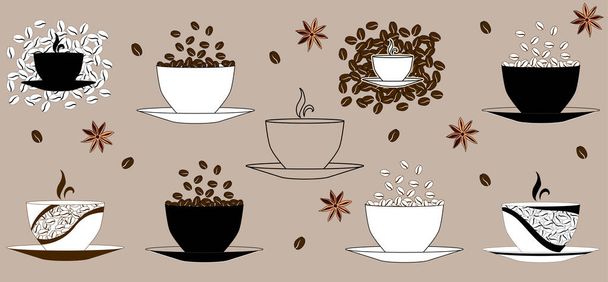 Ensemble de logos tasses à café dans le vecteur - Vecteur, image