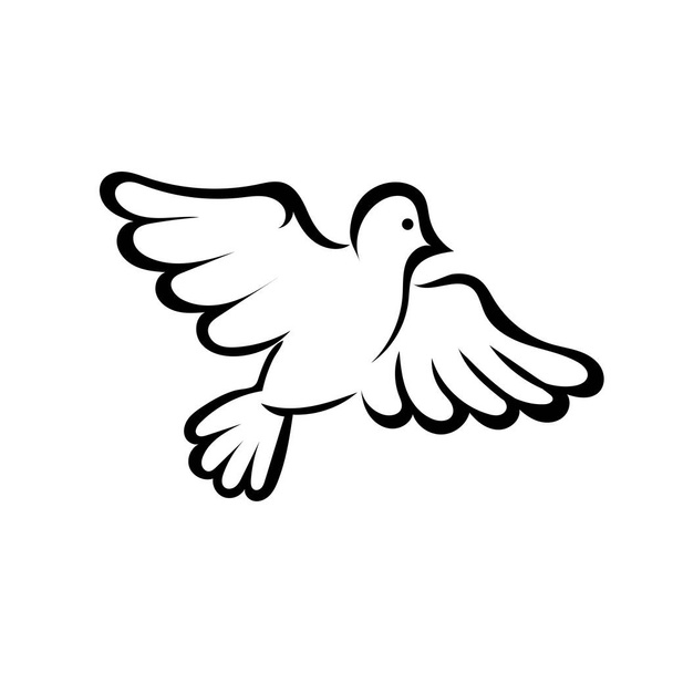 illustration stylisée de dessin d'art de ligne d'oiseau colombe - Vecteur, image