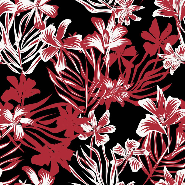 Moda tekstil, grafik, arka plan ve el sanatları için Doğulu çiçek desensiz arkaplan - Vektör, Görsel
