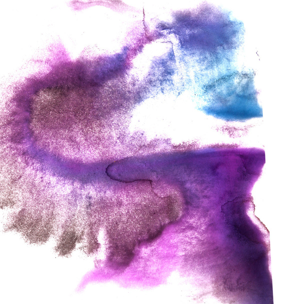 art Violet, dark blue watercolor ink paint blob watercolour spla - Foto, afbeelding