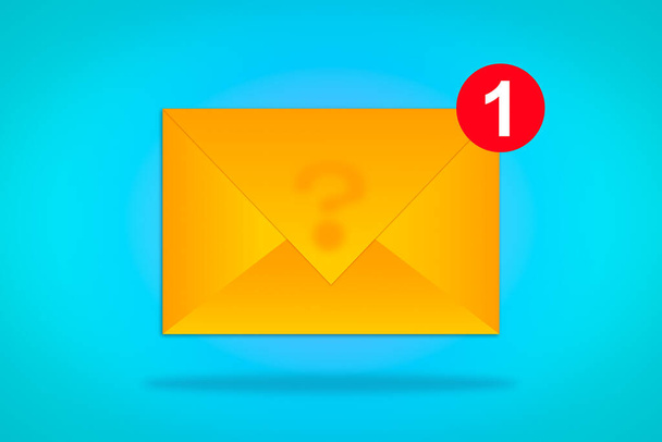 Illustration des E-Mail-Posteingangs, der E-Mail-Benachrichtigung erhält, mit Fragezeichen, das Nutzer vor Web-Gefahren warnt - Foto, Bild
