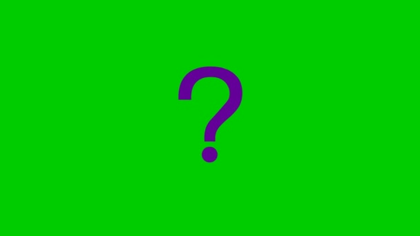 Animated violet symbol of question mark. Radiance from rays around symbol. Looped video. Vector illustration isolated on a green background. - Footage, Video
