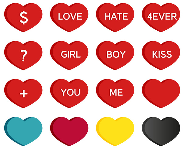 Collection of 16 heart icons - Vector, Image