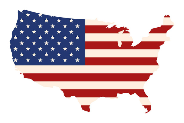 флаг США на карте - Вектор,изображение