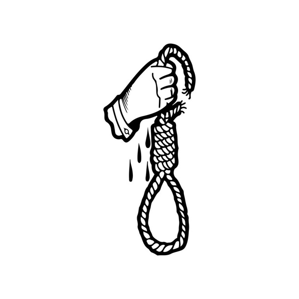 χέρι φορέα κρατώντας σχοινί αυτοκτονίας - Διάνυσμα, εικόνα