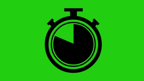 animation de l'icône noire d'un chronomètre, sur fond de couleur verte - Séquence, vidéo