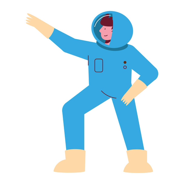 astronaut wearing blue uniform character - Vecteur, image