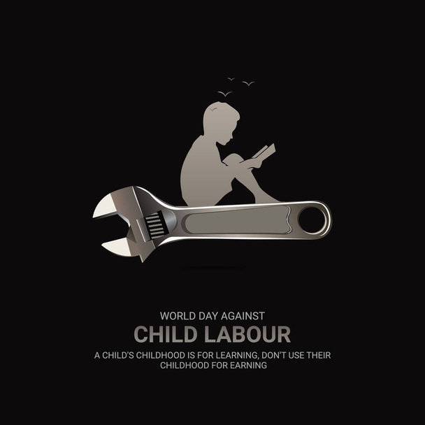 Світовий день проти дитячої праці. творча реклама для соціального забезпечення. 3D ілюстрації. - Вектор, зображення