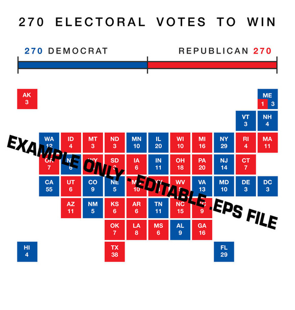 Etats-Unis modifiables carrés de carte du collège électoral - Vecteur, image