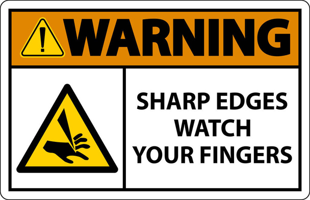 Warning Sharp Edges Watch Your Fingers On White Background - Vector, Image