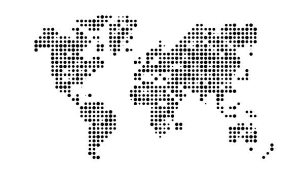 Упрощенная карта мира (нарисованная точками). 4K всплывающая анимация - Кадры, видео