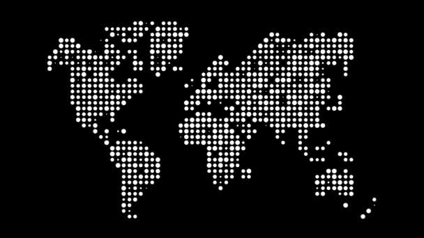 Mapa del mundo simplificado (dibujado con puntos.) Animación pop-up 4K - Imágenes, Vídeo