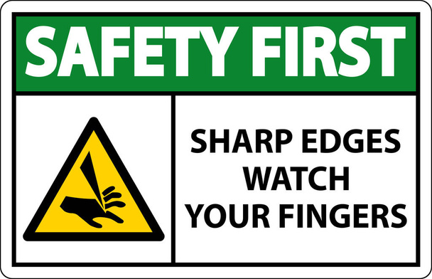 Safety First Sharp Edges Watch Your Fingers On White Background - Vector, Image