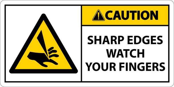 Caution Sharp Edges Watch Your Fingers On White Background - Vector, Image