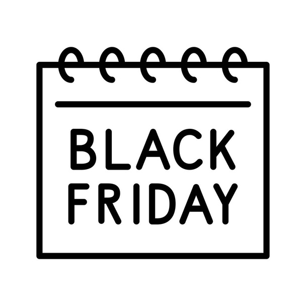 Black Friday sale calendar page. Big sale. Pictogram isolated on a white background. Vector illustration. - Vetor, Imagem