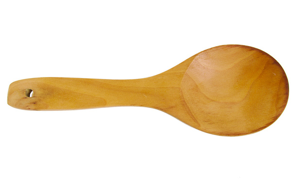 Vista superior de cuchara de madera aislada en blanco
. - Foto, Imagen