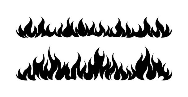 Llama fuego borde marco silueta plantilla conjunto vector ilustración clipart - Vector, Imagen
