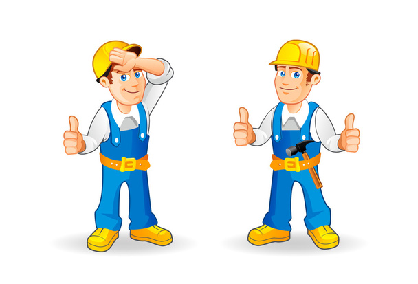 Illustraties van werknemers in de bouw cartoon. - Vector, afbeelding