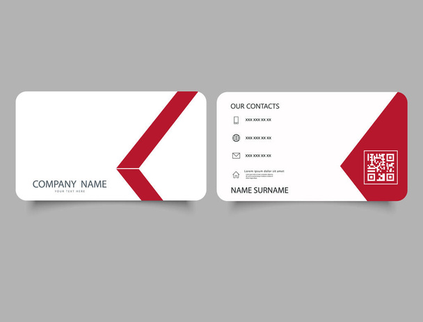 White business card with red stripe. Red business card stripes design. - Vector, Image