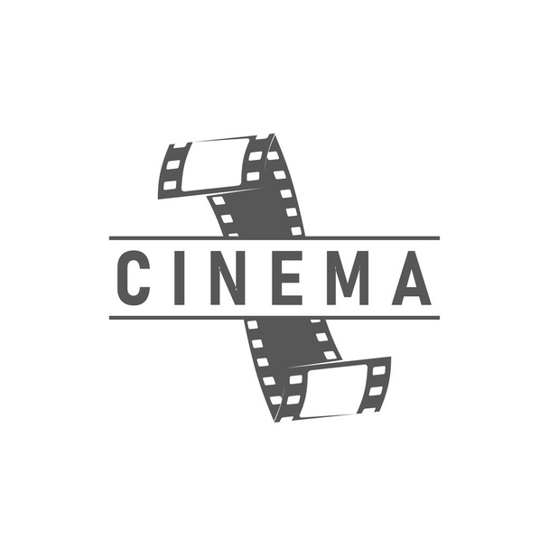 映画アイコン、フィルムストリップと映画館のエンブレム、ベクトル撮影エンブレム。プレミアまたはテレビチャンネルのシンボルのためのレトロビデオカメラフィルムストリップのシネマシアターや映画制作スタジオのサイン - ベクター画像