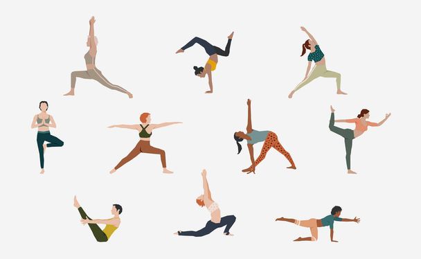 Vettore di yoga nel design piatto - Vettoriali, immagini