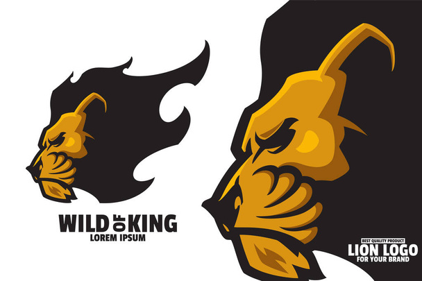 angry golden lion head mascot logo vector illustration - Vector, Image