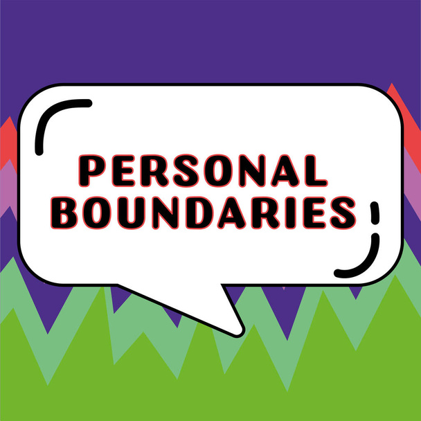 Text caption presenting Personal Boundaries, Concept meaning something that indicates limit or extent in interaction with personality - Photo, Image
