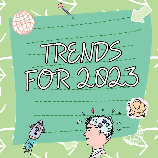 Handschrift-Text-Trends für 2023, Geschäftsidee-Liste der Dinge, die in diesem Jahr sehr schnell populär wurden - Foto, Bild