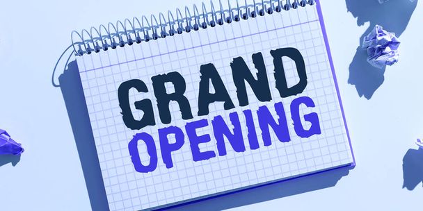 Текст, що показує натхнення Grand Opening, Word for Ribbon Cutting New Business First Official Day Launching - Фото, зображення