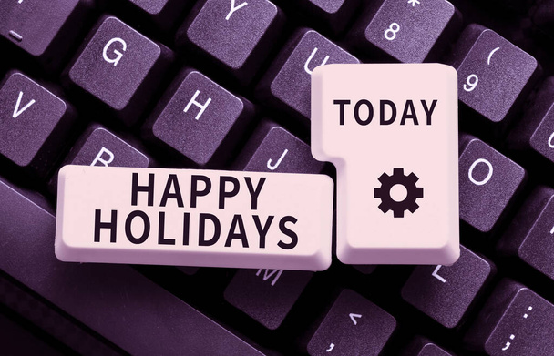インスピレーションを示すテキスト｜Happy Holidaysビジネス概要多くの休日のお祝いを認識するために使用挨拶 - 写真・画像