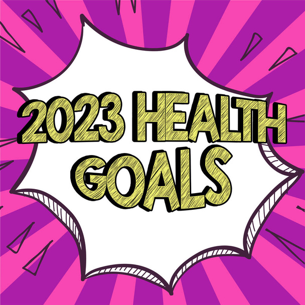 Merkki näyttää 2023 Terveystavoitteet, Liiketoimintamallin juhla kalenterivuoden alussa 2023 - Valokuva, kuva