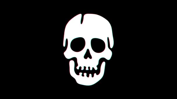 Animated skull laughing. Glitch effect. Alpha channel. Looped animation - Footage, Video