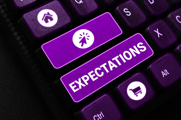 Conceptual caption Expectations, Business showcase Pevná víra, že se něco stane, nebo že tomu tak bude - Fotografie, Obrázek