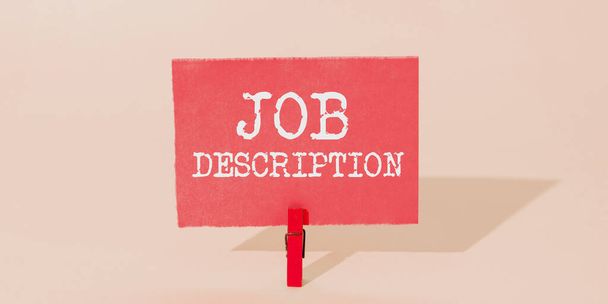 Inspirace ukazující znak Job Description, Business overview Dokument popisující povinnosti pozice - Fotografie, Obrázek