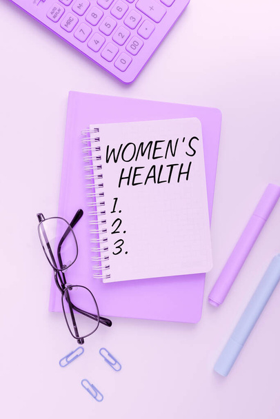 Texto de pie de foto que presenta Salud de la Mujer, Palabra escrita en Consecuencias de salud física de las mujeres evitando la enfermedad - Foto, imagen