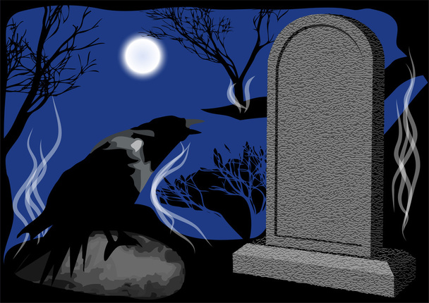 Cmentarz w nocy - Wektor, obraz
