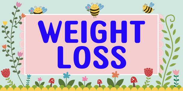 Tekst die inspiratie toont Gewichtsverlies, Woord voor Vermindering van Body Fluid Muscle Mass Reduce Fat Dispose Weefsel - Foto, afbeelding