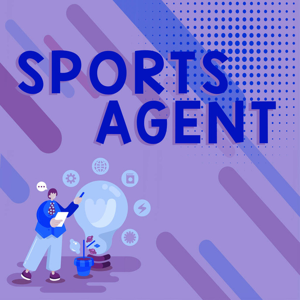 Kézírás szöveg Sport ügynök, Internet Concept személy kezeli toborzás felvenni a legjobb sportolók egy csapat - Fotó, kép