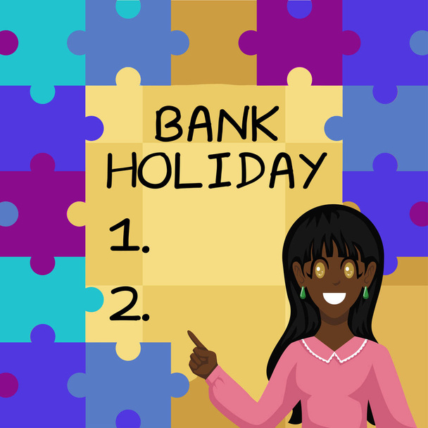 Text mit Inspiration Bankfeiertag, Wort für Wort Ein Tag, an dem die Banken offiziell als Feiertag geschlossen sind - Foto, Bild