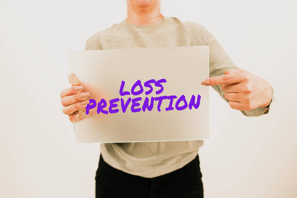 Sign displaying Loss Prevention, Business overview the fact that you no longer have something or have less of something - Photo, Image