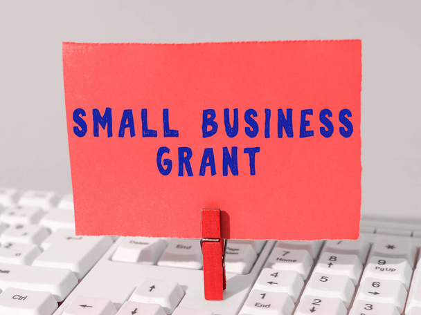 Text sign showing Small Business Grant, Business idea an individual-owned business known for its limited size - Photo, Image