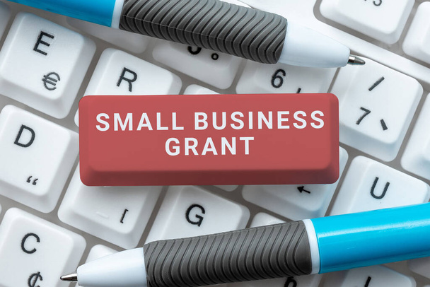 Ručně psané znamení Small Business Grant, obchodní koncept individuálně vlastněné podnikání známé pro svou omezenou velikost - Fotografie, Obrázek