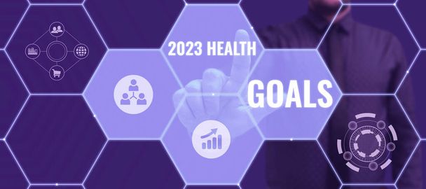 Text rukopisu 2023 Zdravotní cíle, obchodní přehlídka oslav začátku kalendářního roku 2023 - Fotografie, Obrázek