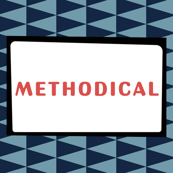 Texto manuscrito Metódico, Visão geral do negócio Sistema de Métodos usados em um estudo ou atividade Passos a seguir - Foto, Imagem