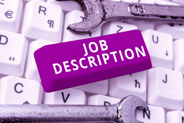 Text zobrazující inspiraci Job Description, Business overview Dokument popisující povinnosti pozice - Fotografie, Obrázek