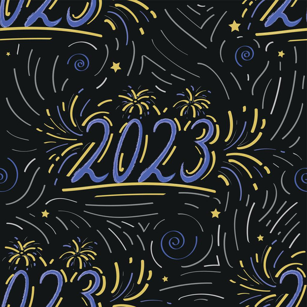 Zászlós, 2023-as számmal, sötét háttérrel. Az újévi célok koncepciója - Vektor, kép