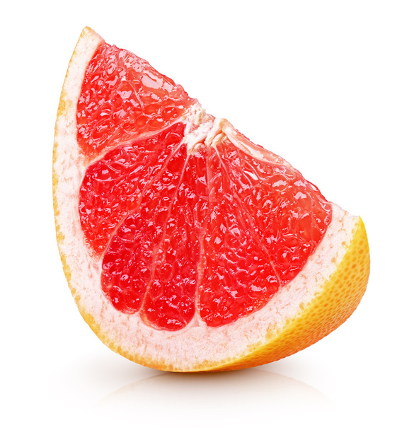 Slice of grapefruit citrus fruit isolated on white - Foto, imagen