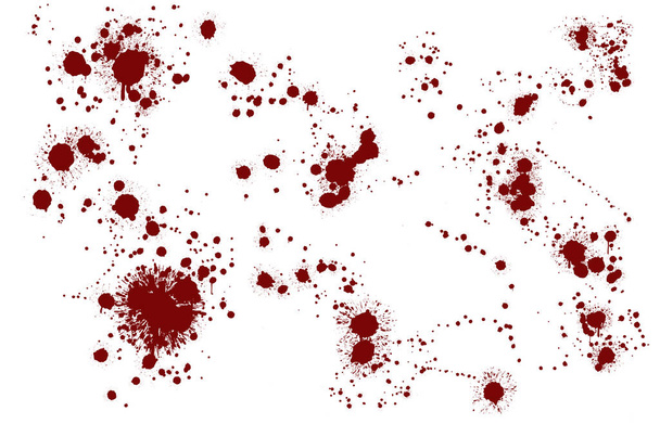 tache rouge éclaboussure de sang sur fond blanc - Photo, image
