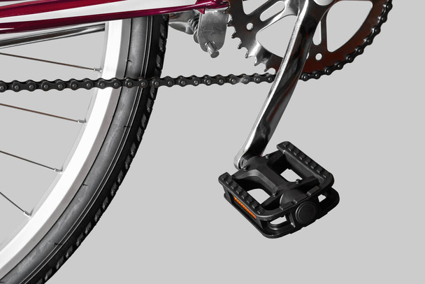 Bicycle pedal cranks. Close-up. Isolated on light gray background. - Valokuva, kuva