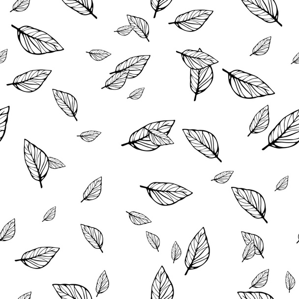 Black and white leafy texture - Vector, afbeelding